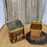 Vintage white metal tea boxes