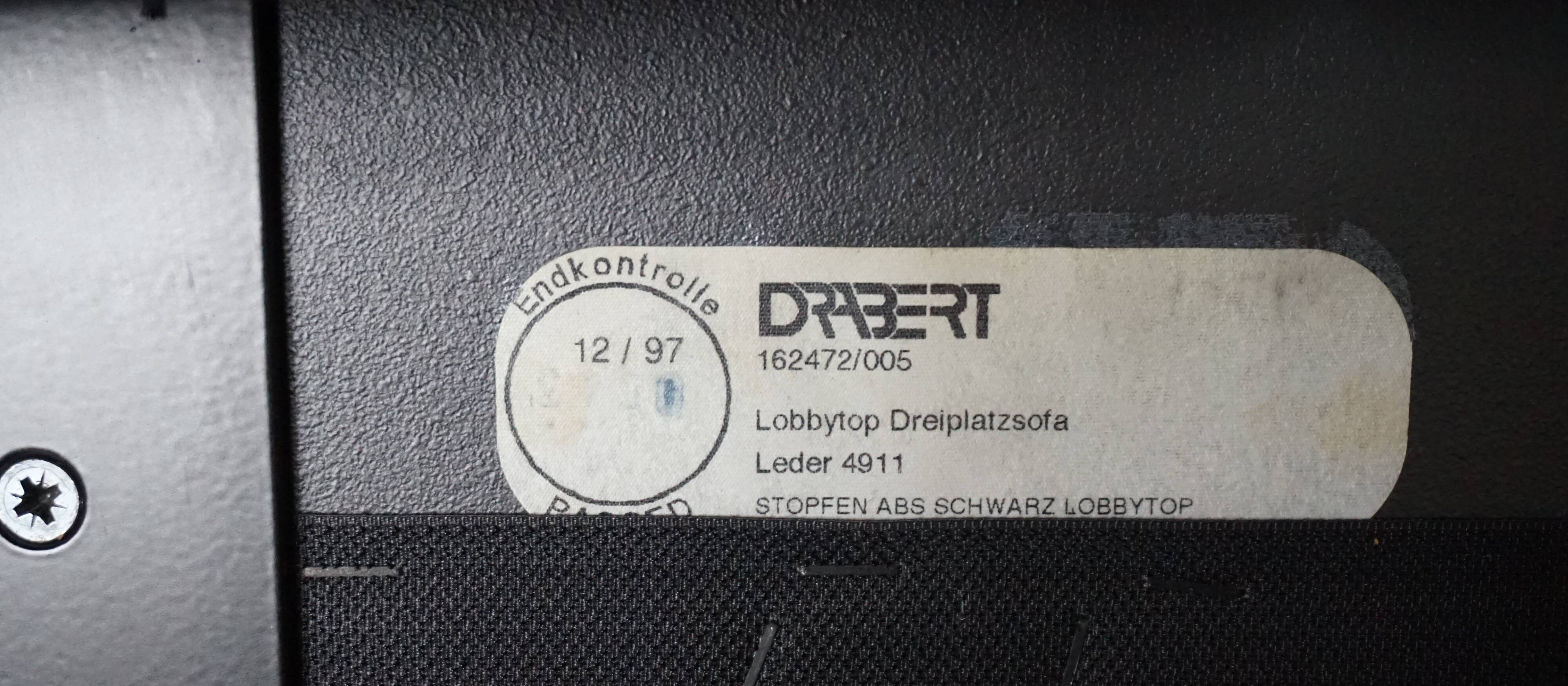 Drabert Lobbytop three-seater leather sofa by Otto Zapf, 1979