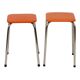 Set of 2 Stools Orange Faux Leather Chrome Base Sixties