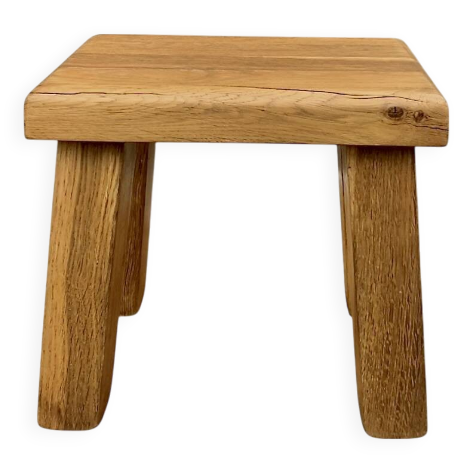 Small brutalist stool in solid oak – 1960s