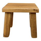 Small brutalist stool in solid oak – 1960s