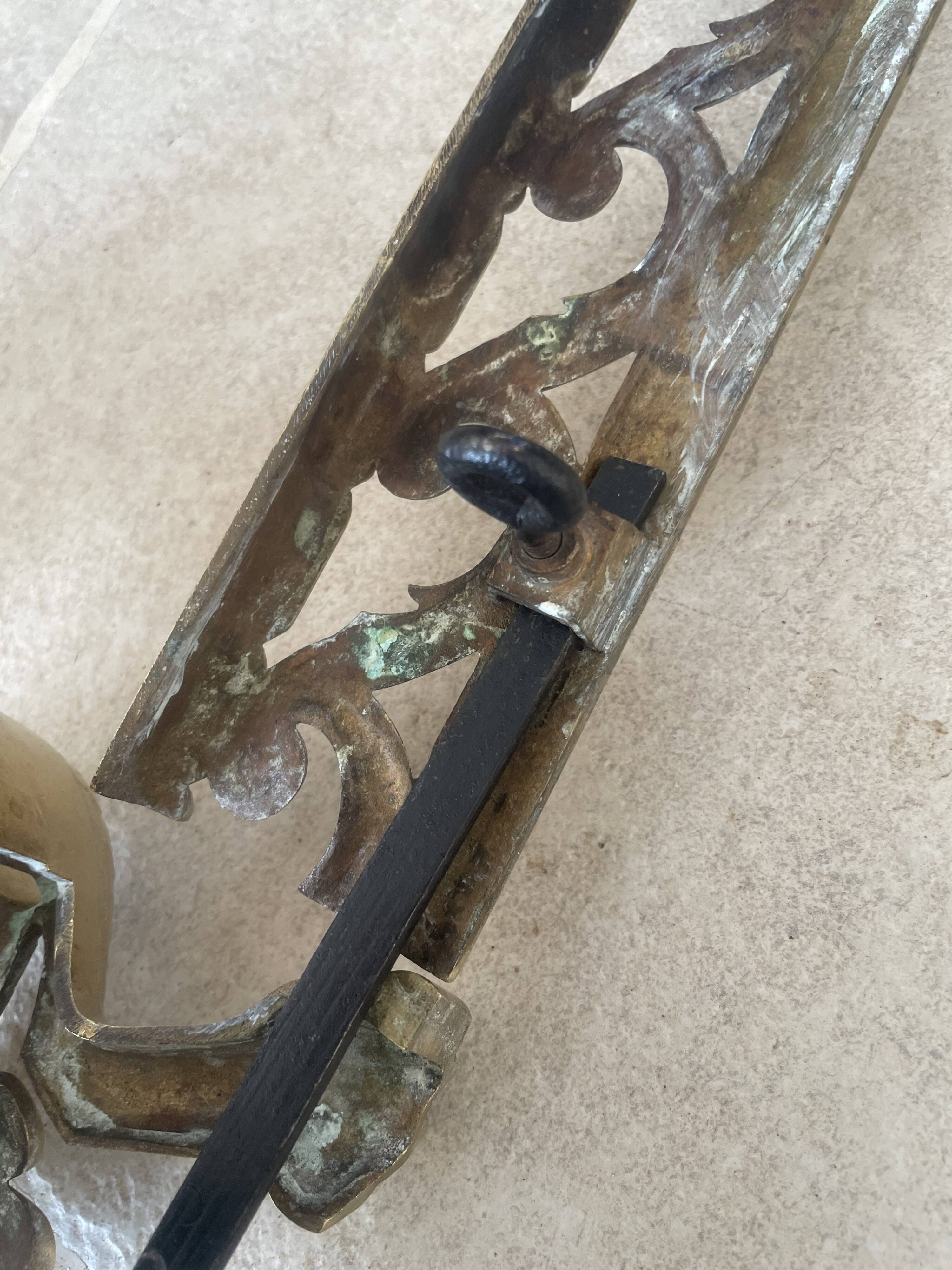 19th-century brass fireplace threshold bar