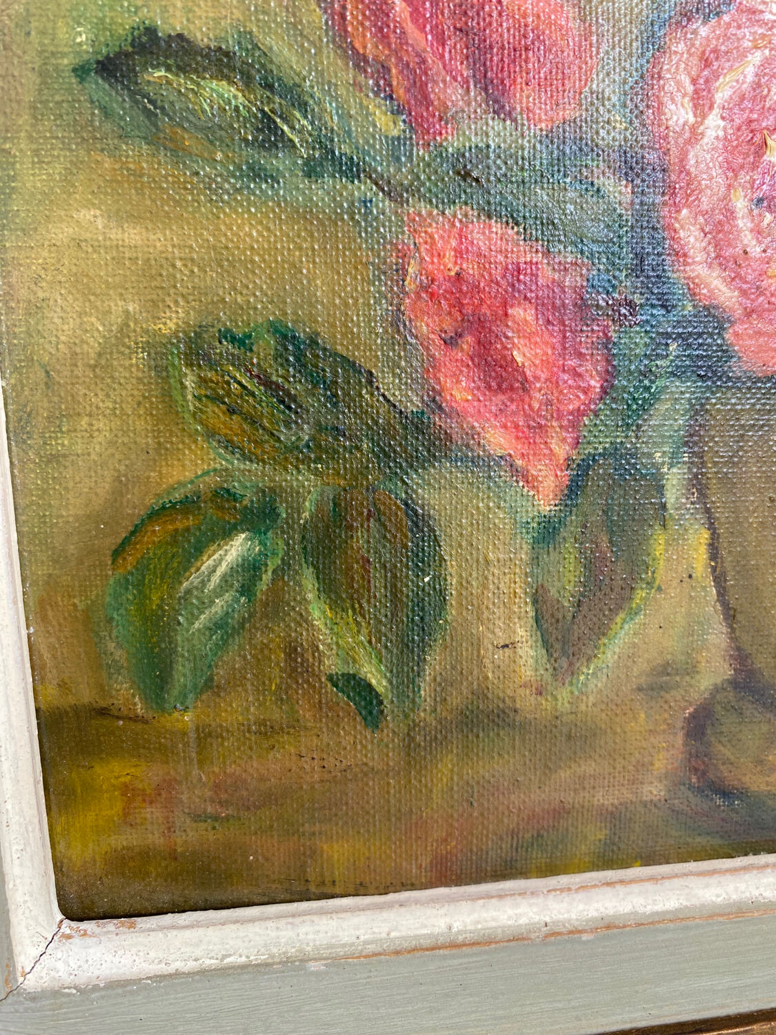 Peinture nature morte bouquet de roses