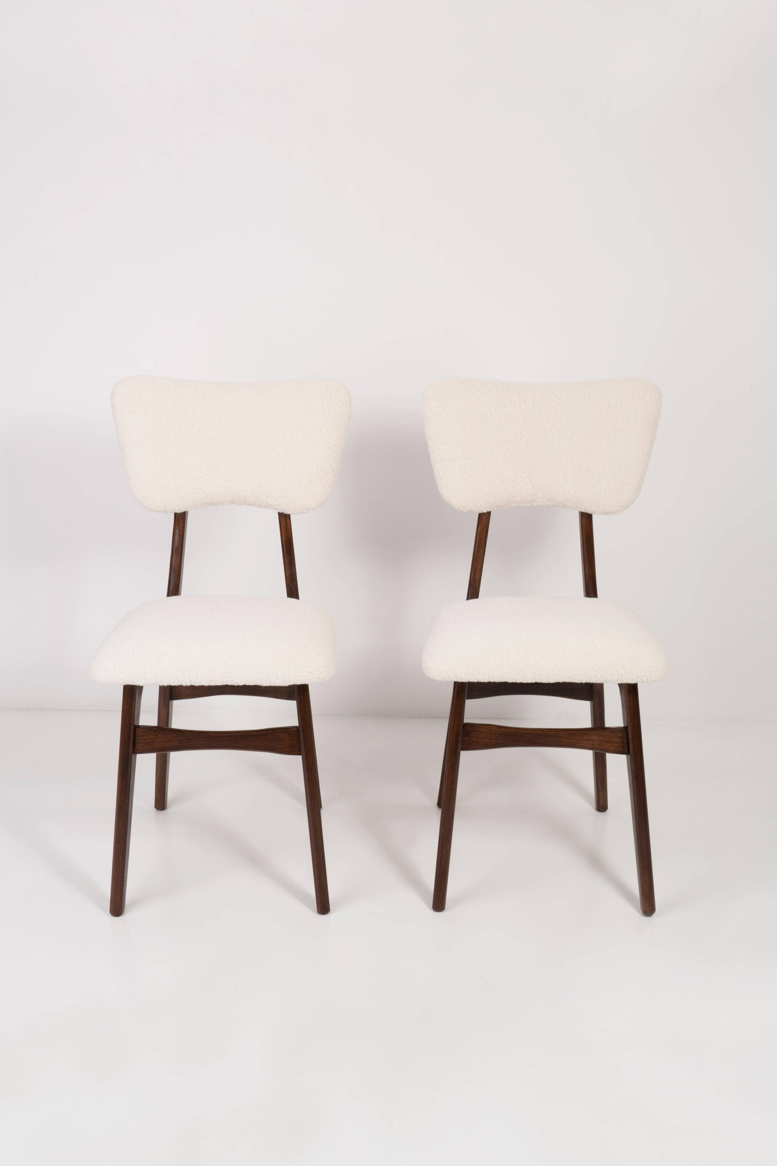 Mid-century modern chair in light cream boucle, 1960s