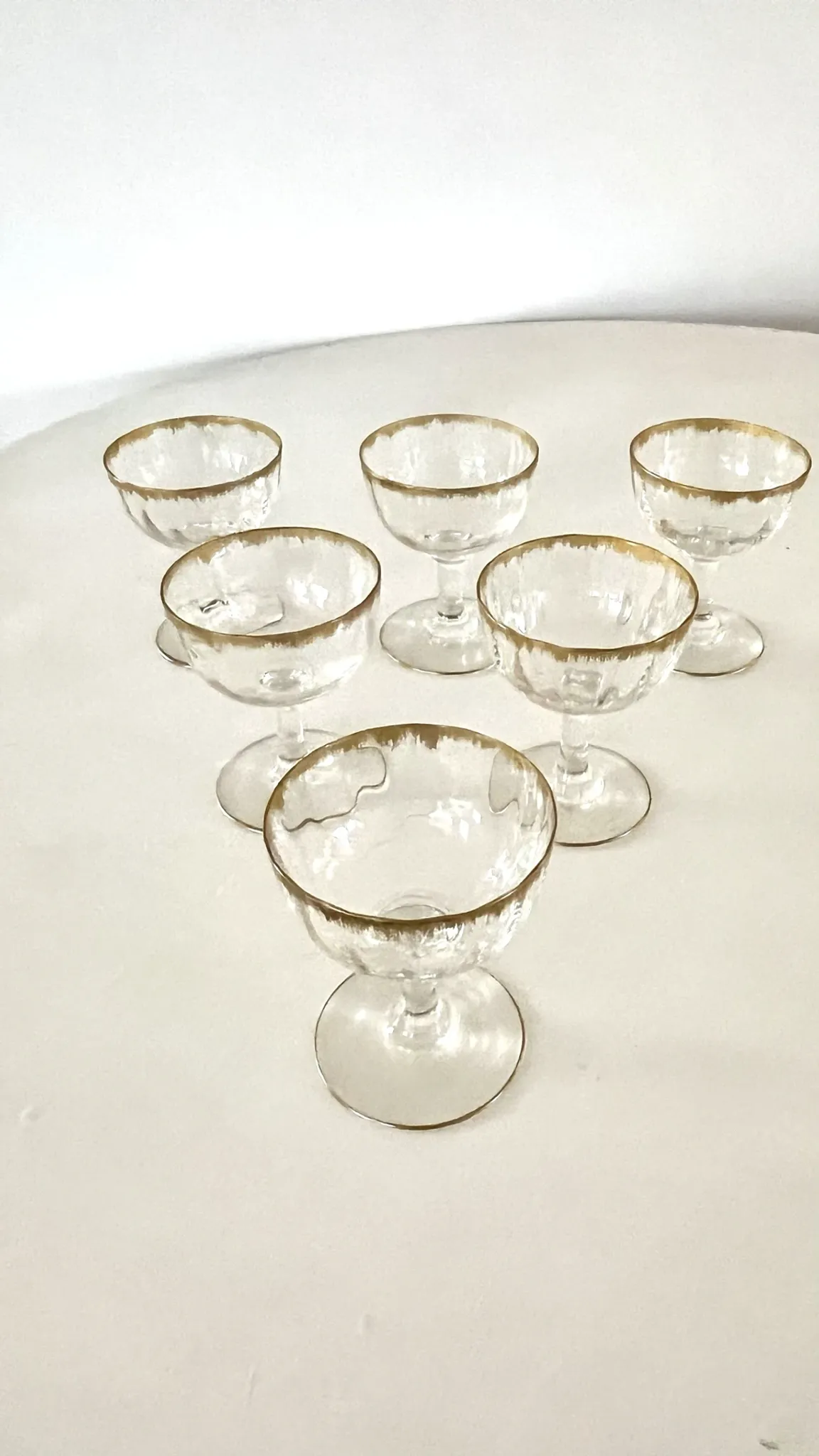 Liqueur Glasses, Vintage French Set of 6 – Gold Rimmed Stemware