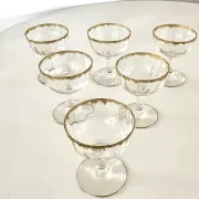 Liqueur Glasses, Vintage French Set of 6 – Gold Rimmed Stemware