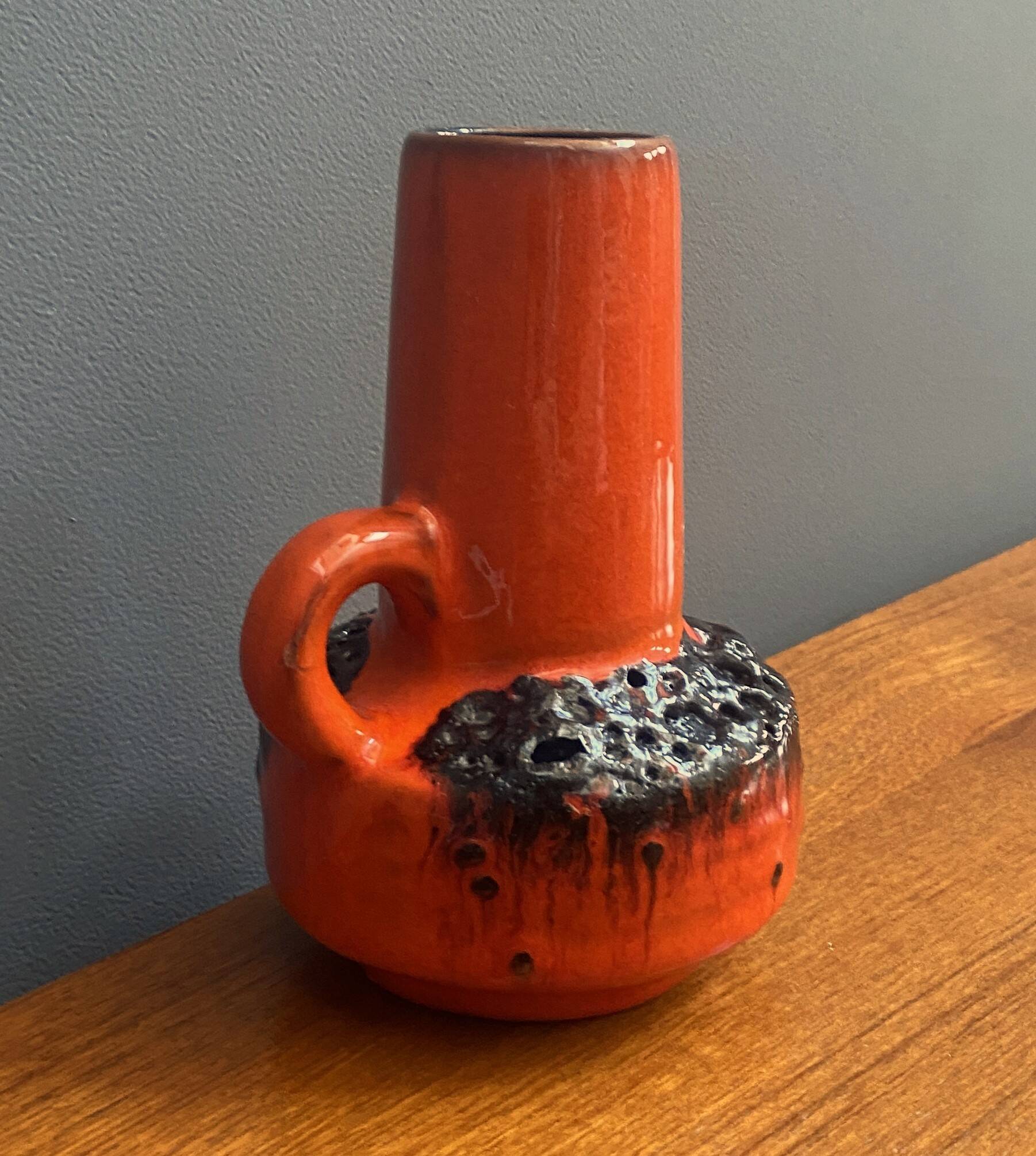 Orange Fat Lava vase by C.J Kreutz model 219 1960s West Germany Pottery
