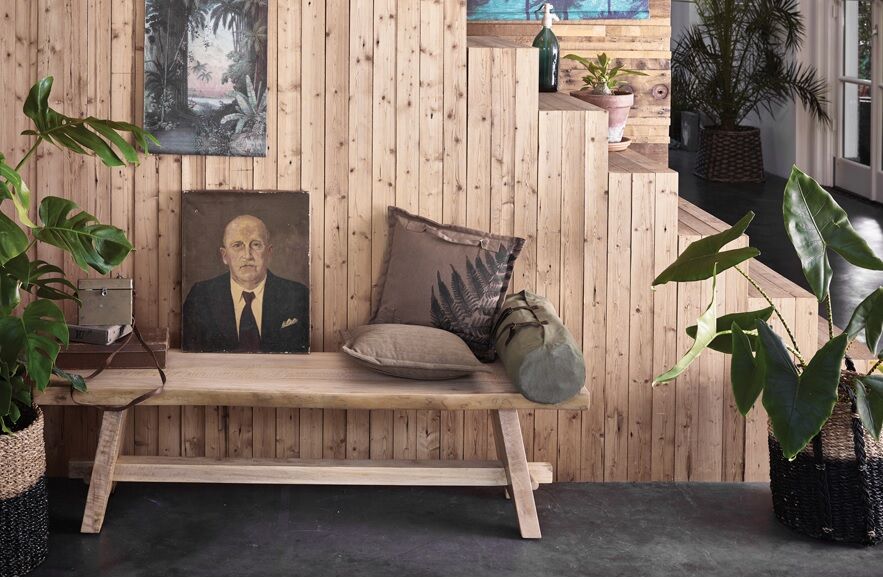 Natural exotic solid wood bench