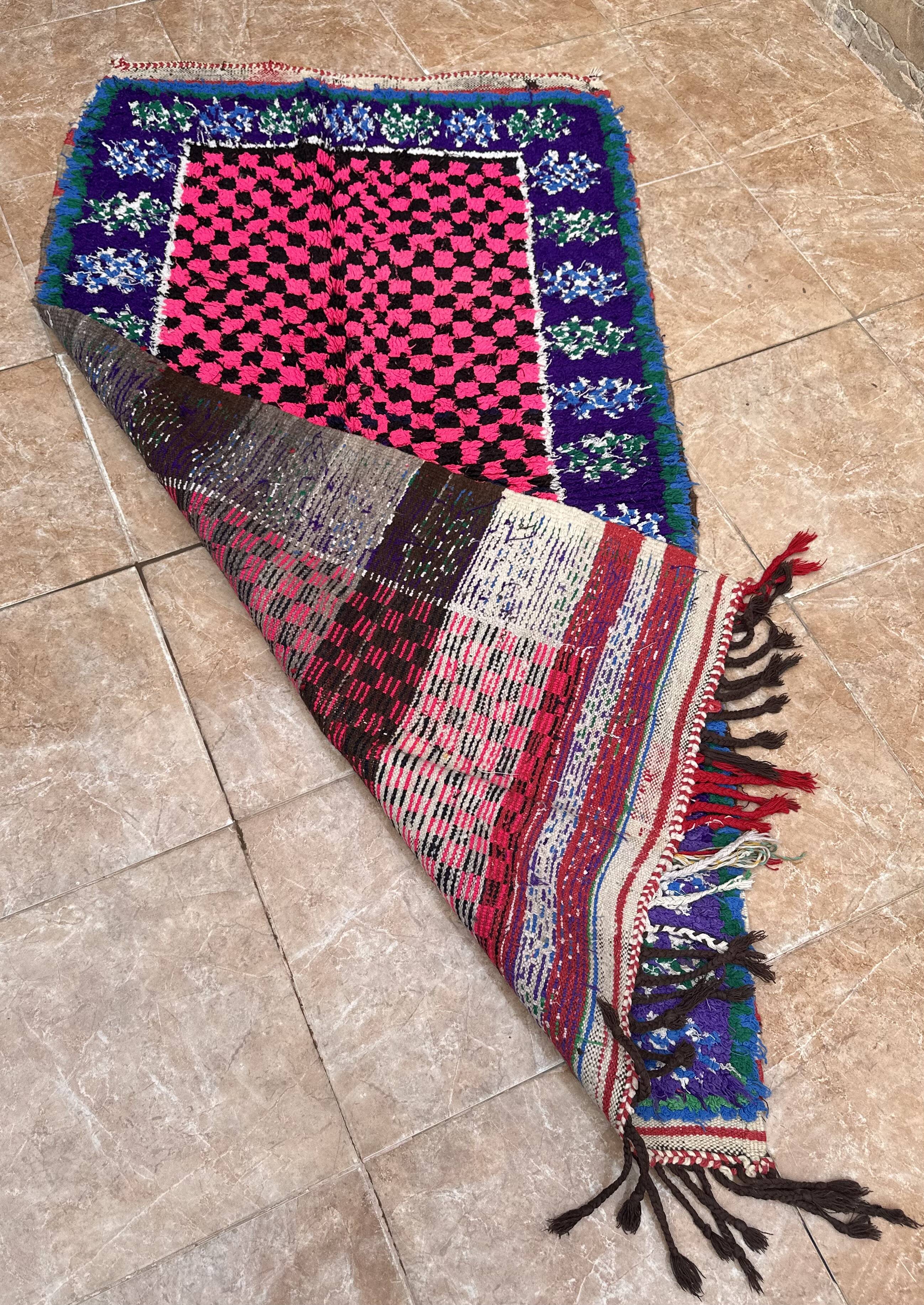 Vintage Moroccan Bouchaouit Rug: Berber Art Deco Rug, Handmade