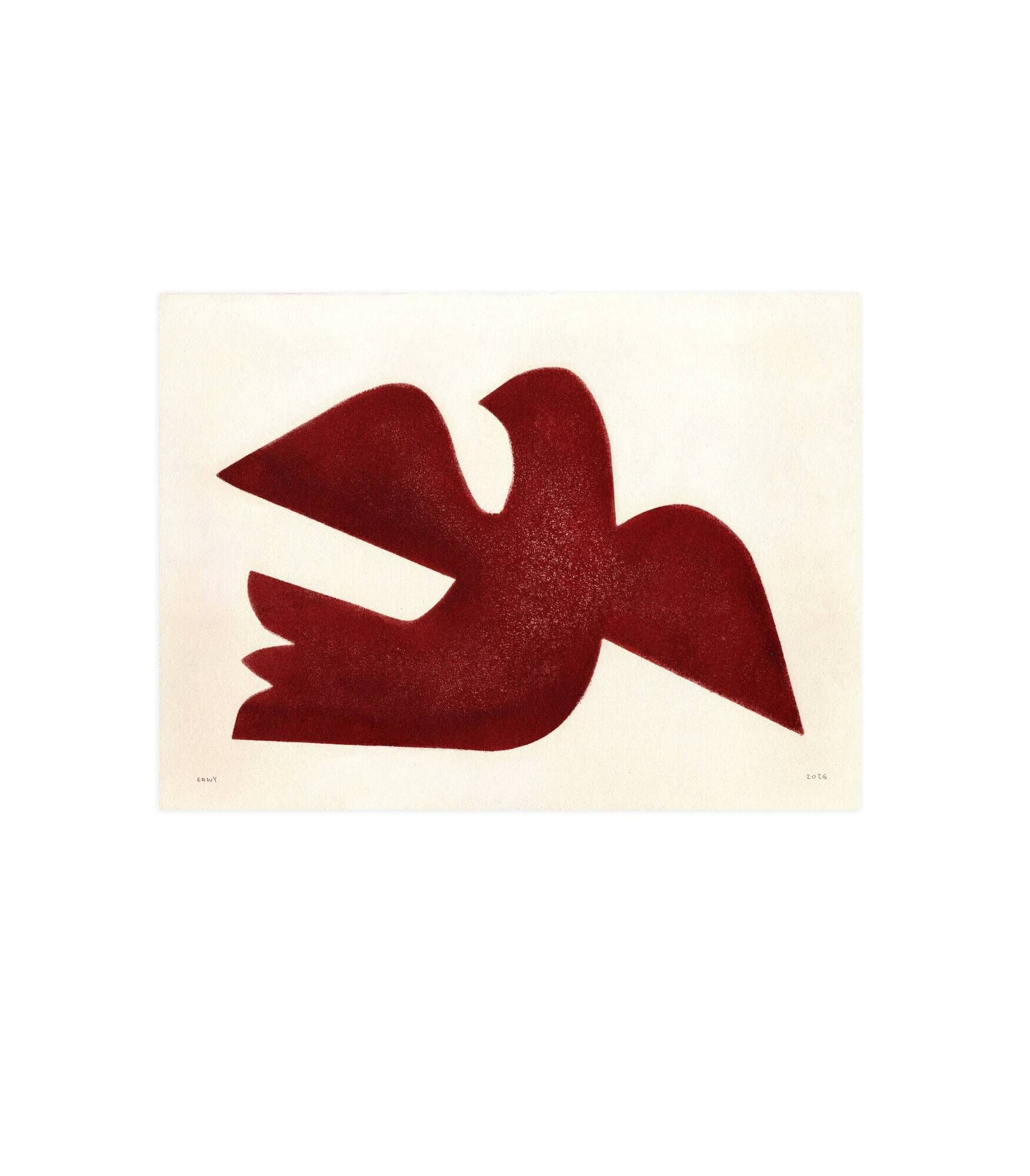 Peinture original sur papier  "Bird" signée Eawy
