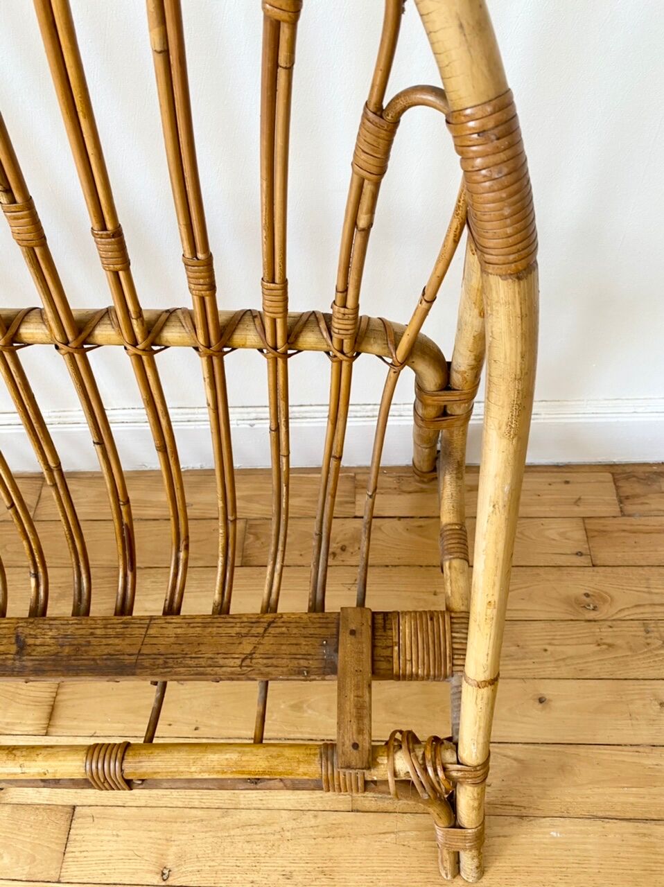 Rattan basket bed from the 60s