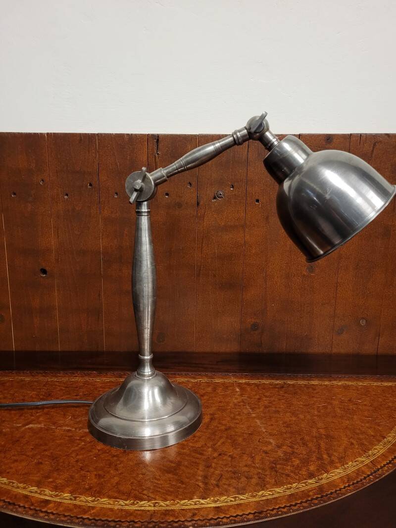 Vintage industrial pewter desk lamp