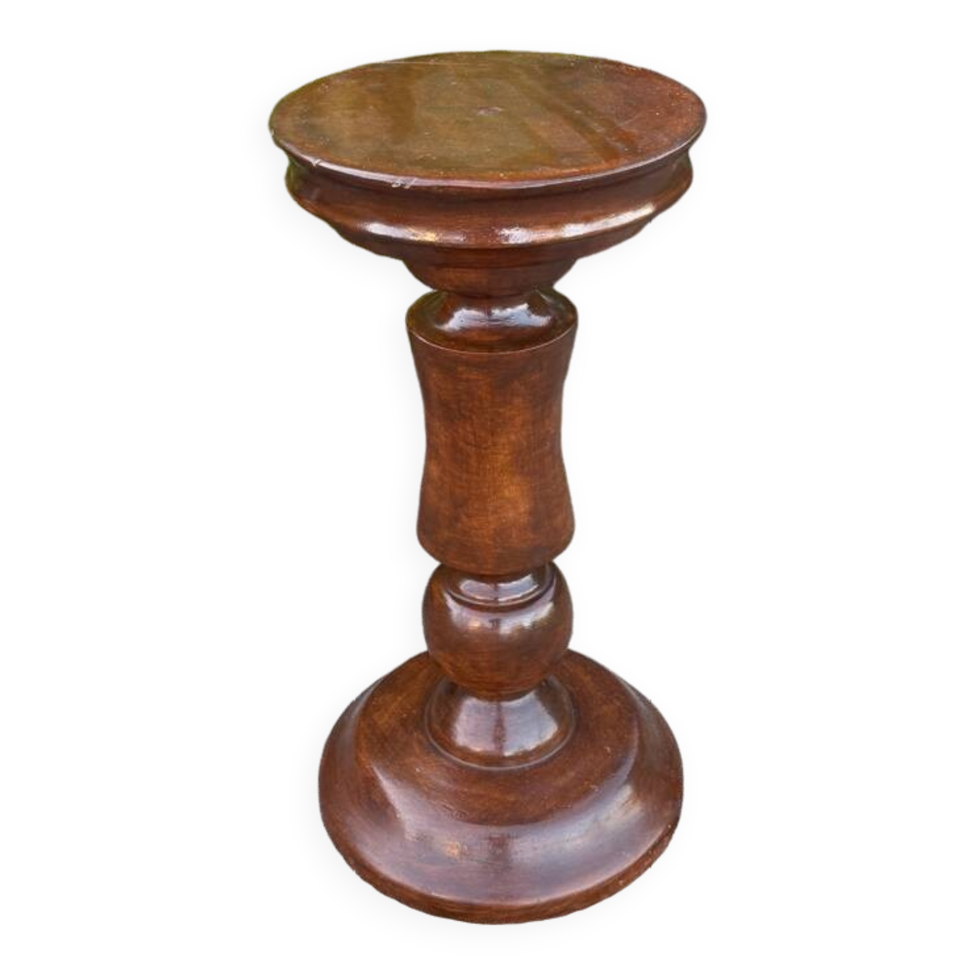 Robust Vintage Wooden Plant Stand, Oak Pedestal Table, Mid Century Pillar for Plants, Rustic Farmhouse Decor, Sturdy Home Accent