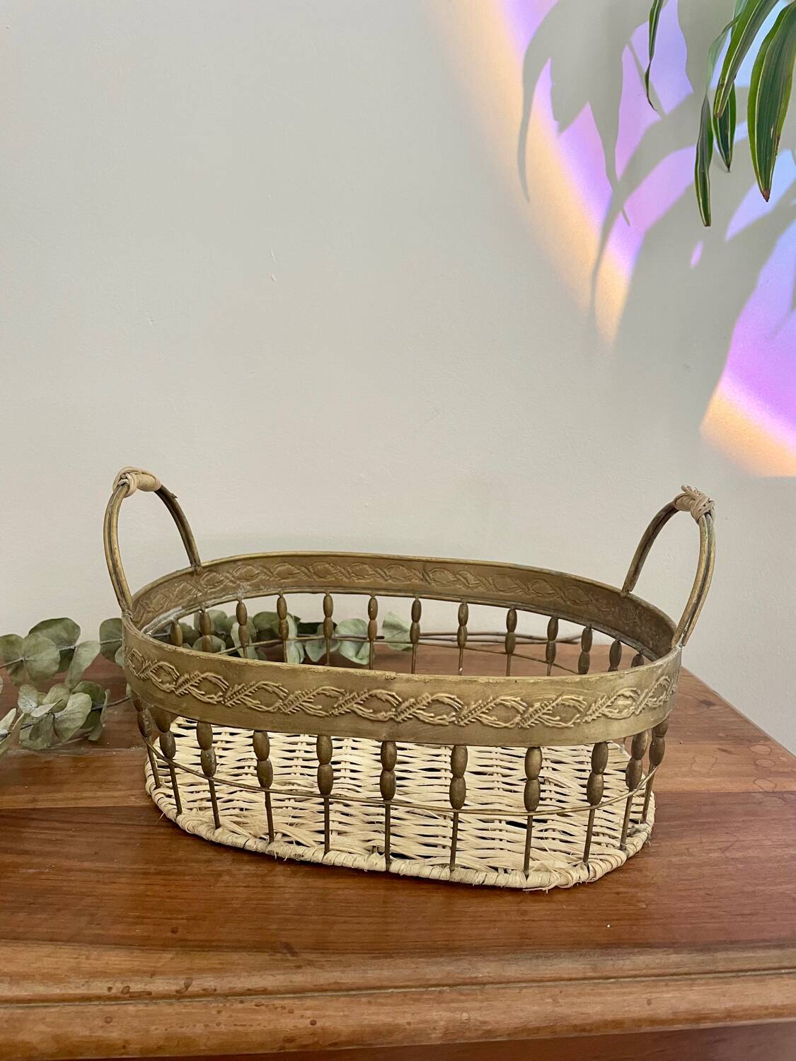 Vintage golden metal basket