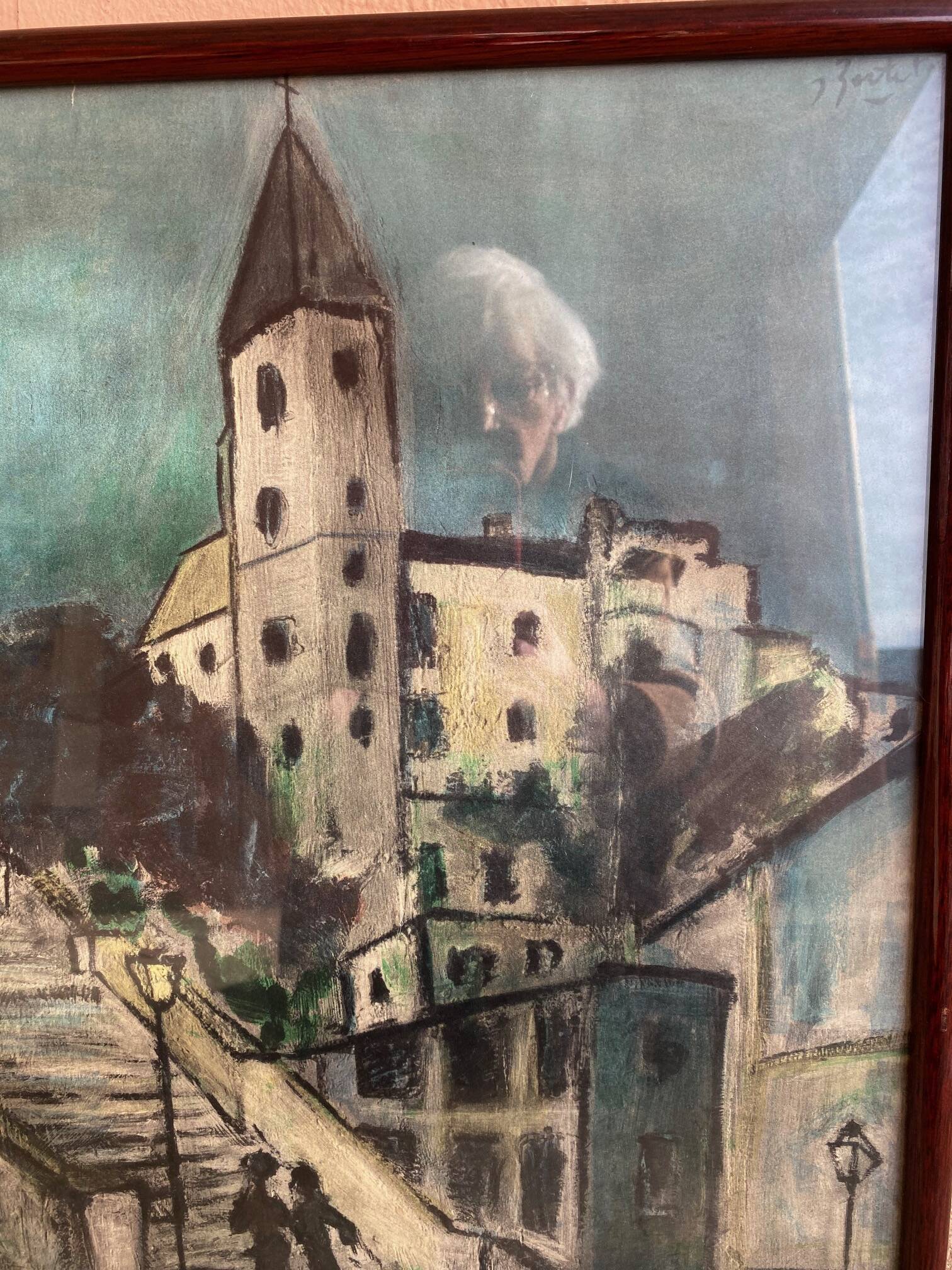 Painting steps of montmartre gouache on paper signed jartet? early 20th century