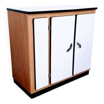 Buffet vintage en bois et formica blanc