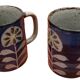 2 Tasses / Mugs   Céramique émaillée Décor floral
