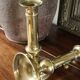 Pair brass candle holders with pusher