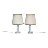 Pair of vintage lamps, bedside lamps, glass and marble lamp bases