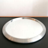 Set of 3 round mirrored trays, metal strapping, 1950/60
