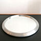 Set of 3 round mirrored trays, metal strapping, 1950/60