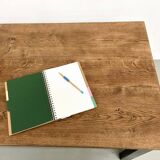Solid oak dining table from the 70s with metal legs