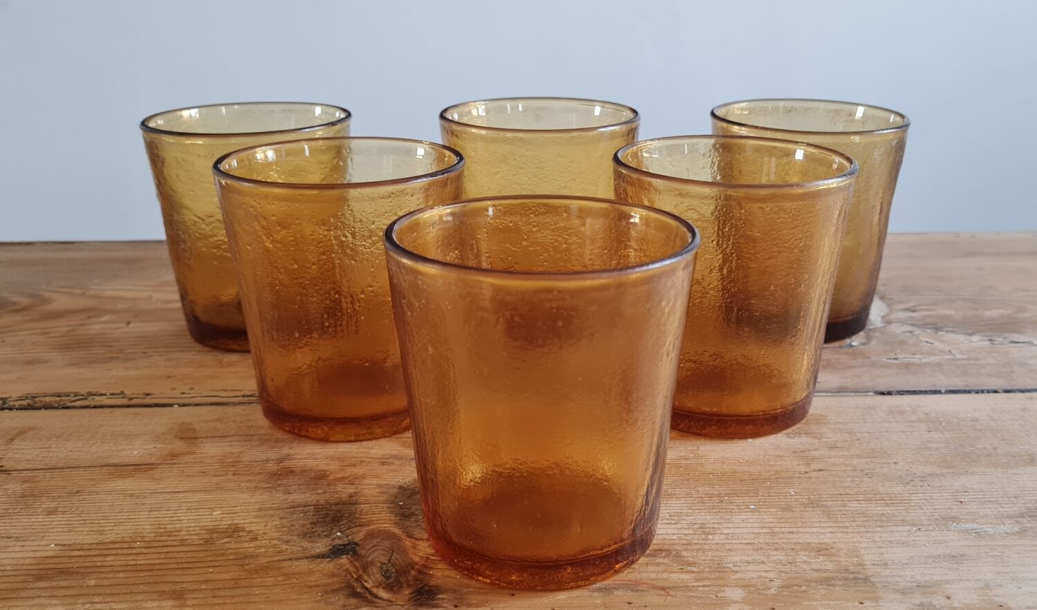Set of 6 amber water glasses