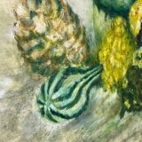 Still life painting of squash and pitcher