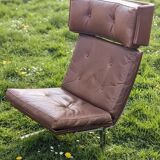 Unique piece - Danish chrome and leather armchair attributed to Poul Nørreklit