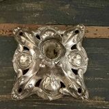 Silver metal candle holder