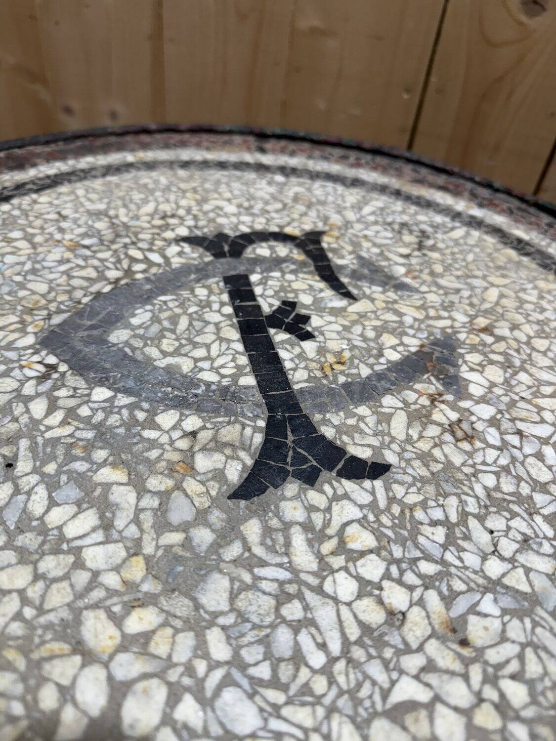 Table - Bistro side table with cast iron base and mosaic