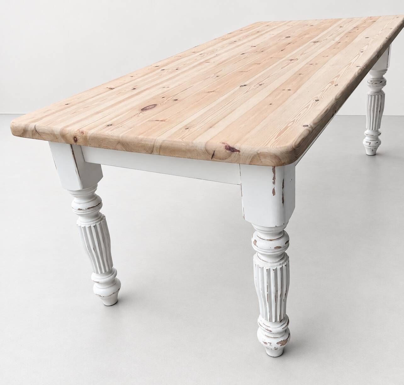 Large Vintage Farmhouse Dining Table with Drawers – Rustic Solid Wood