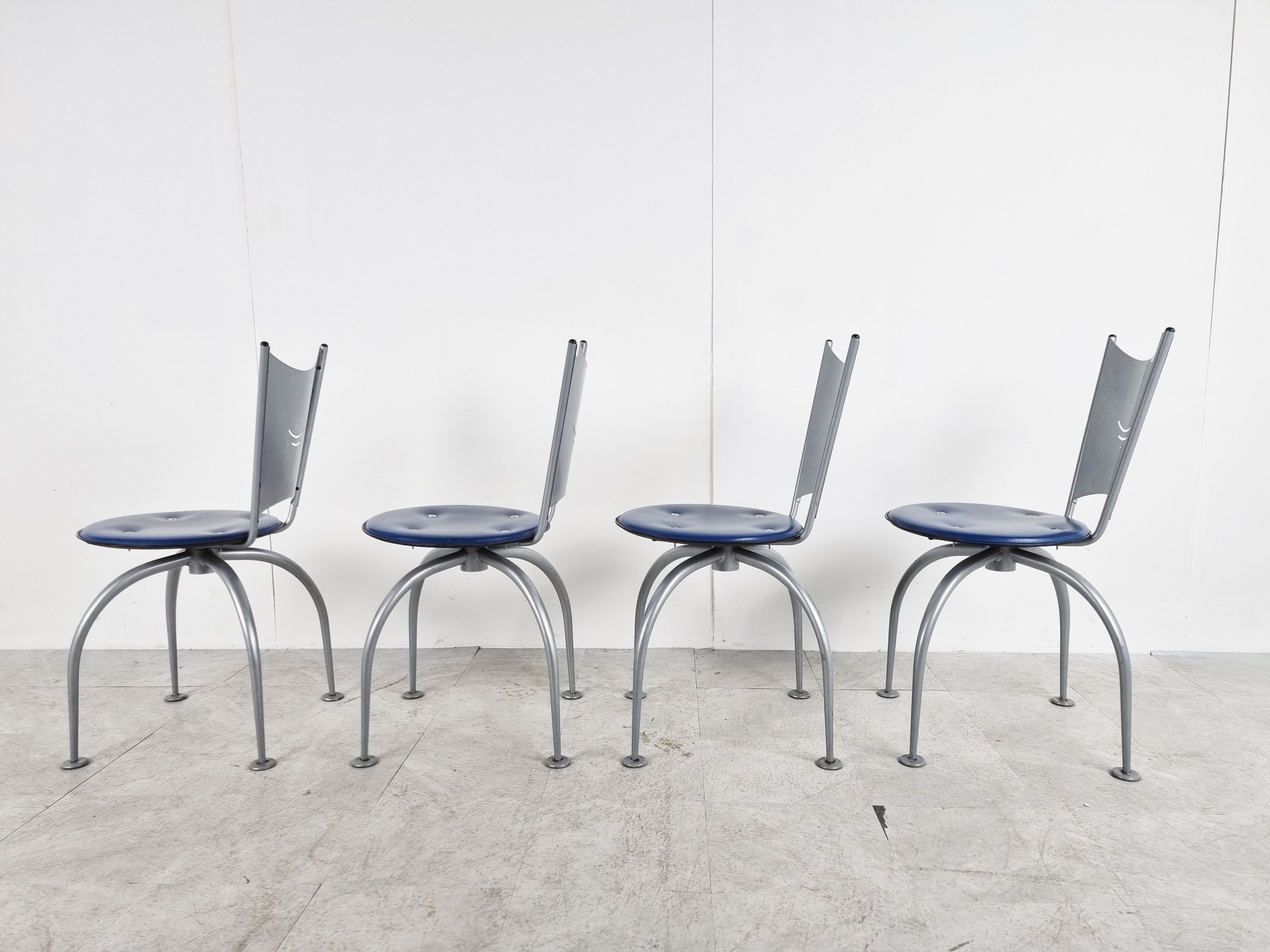 Post modern metal dining chairs, 1990s