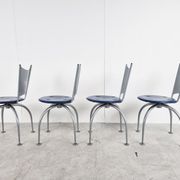 Chaises de salle à manger en métal post-modernes, années 1990