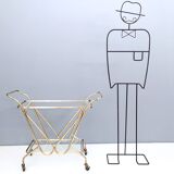 Brass Serving Cart with Glass Shelves, Italy