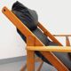 Vintage adjustable folding chaise longue armchair in pine and faux leather