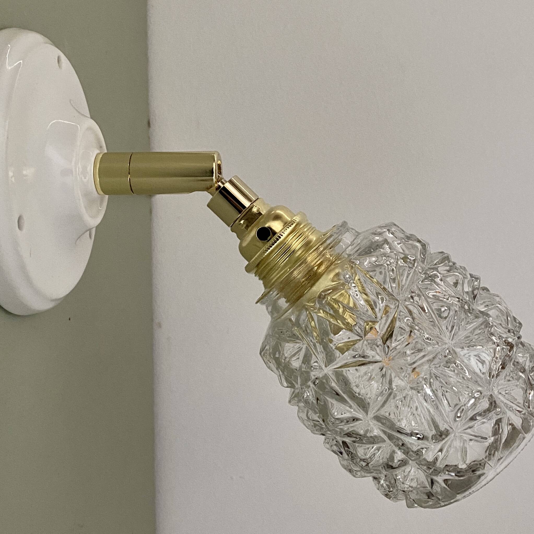 Vintage tulip wall sconce in molded glass