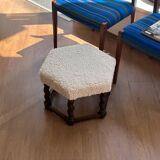 Tabouret de ferme danois moderne brutaliste des années 30 en chêne et laine