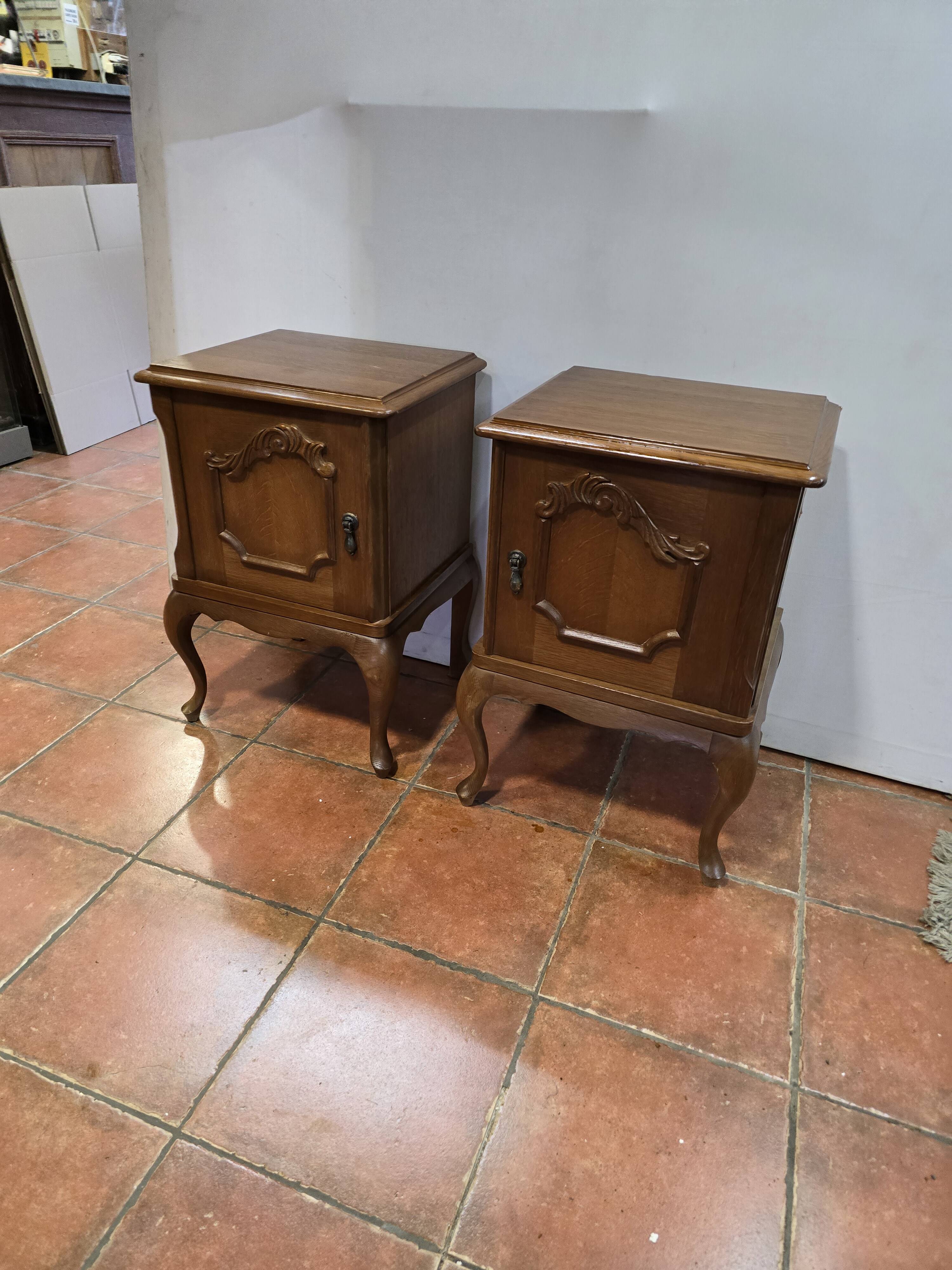 Pair of vintage 1960s oak bedside tables