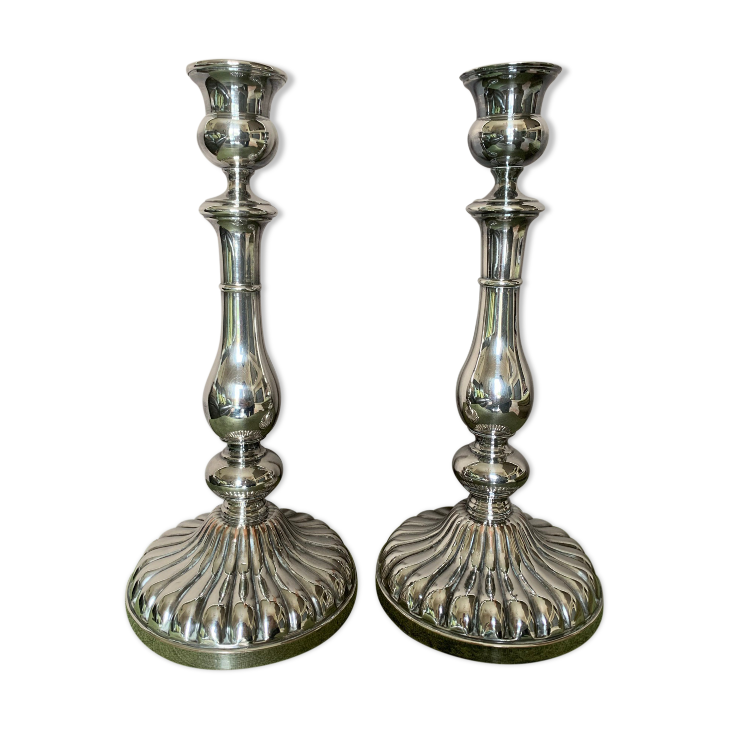 Silver metal candle holders