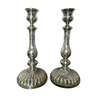Silver metal candle holders