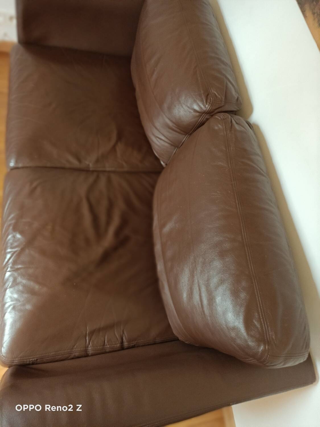 Brown leather sofa