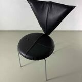 Six chaises en métal recouvertes de similicuir noir, de Lubke, Allemagne, années 1990