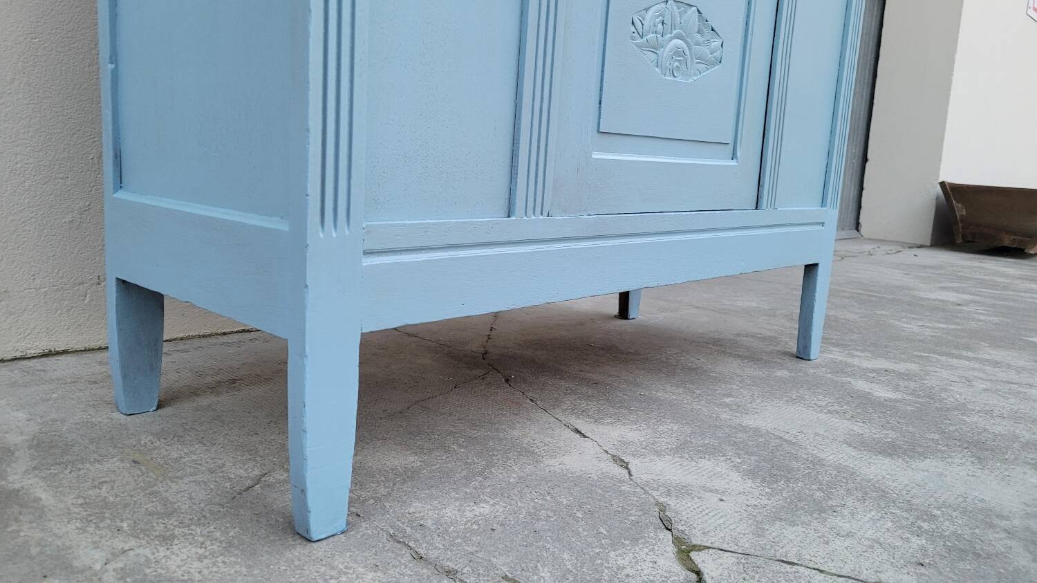 Parisian Art Deco armoire with beveled mirror and painted decoration