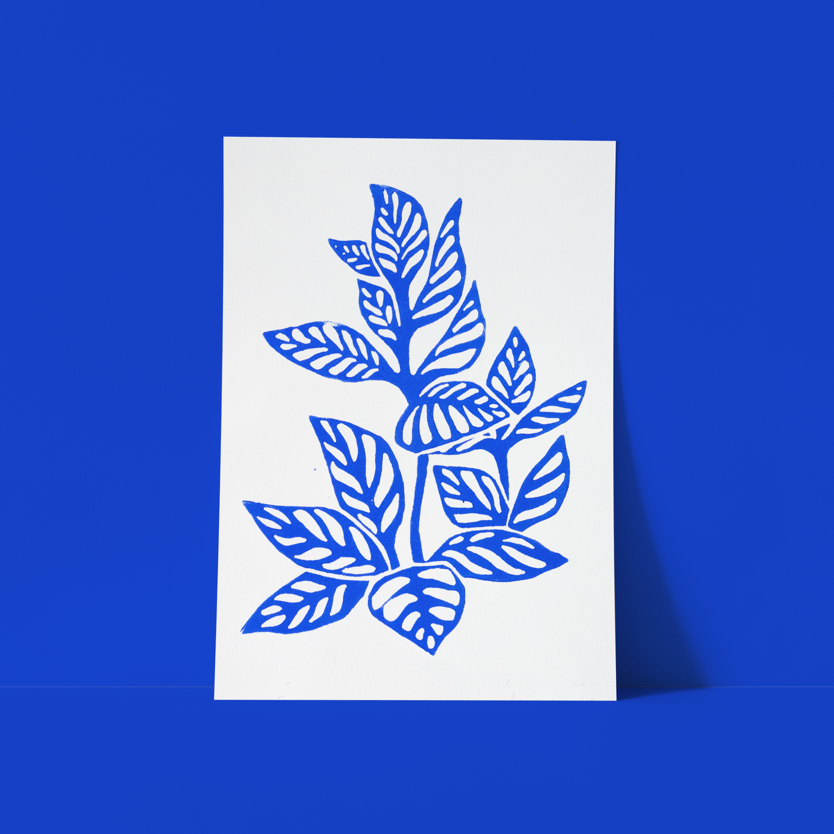 Original linocut - Tropical flower