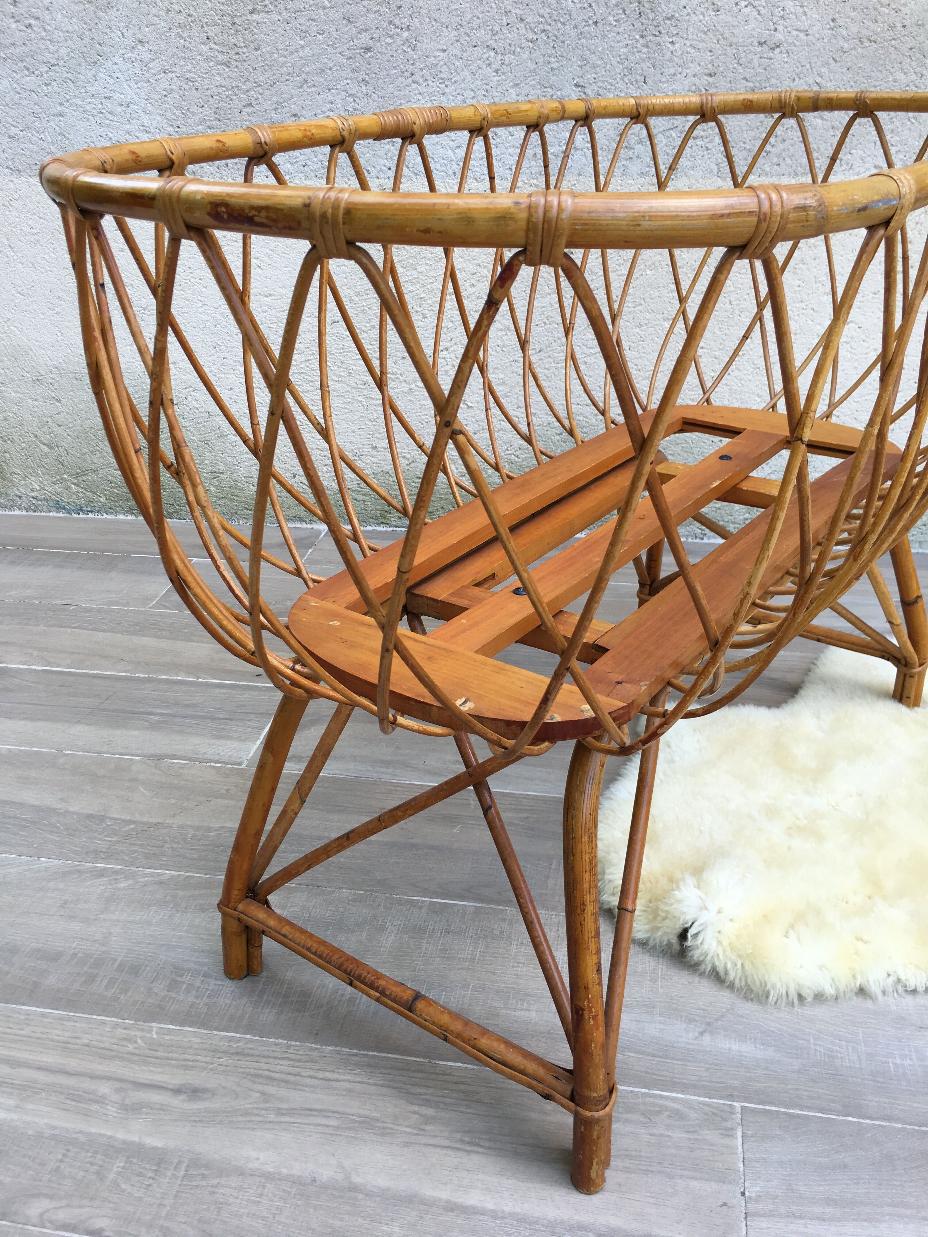 Vintage rattan cradle