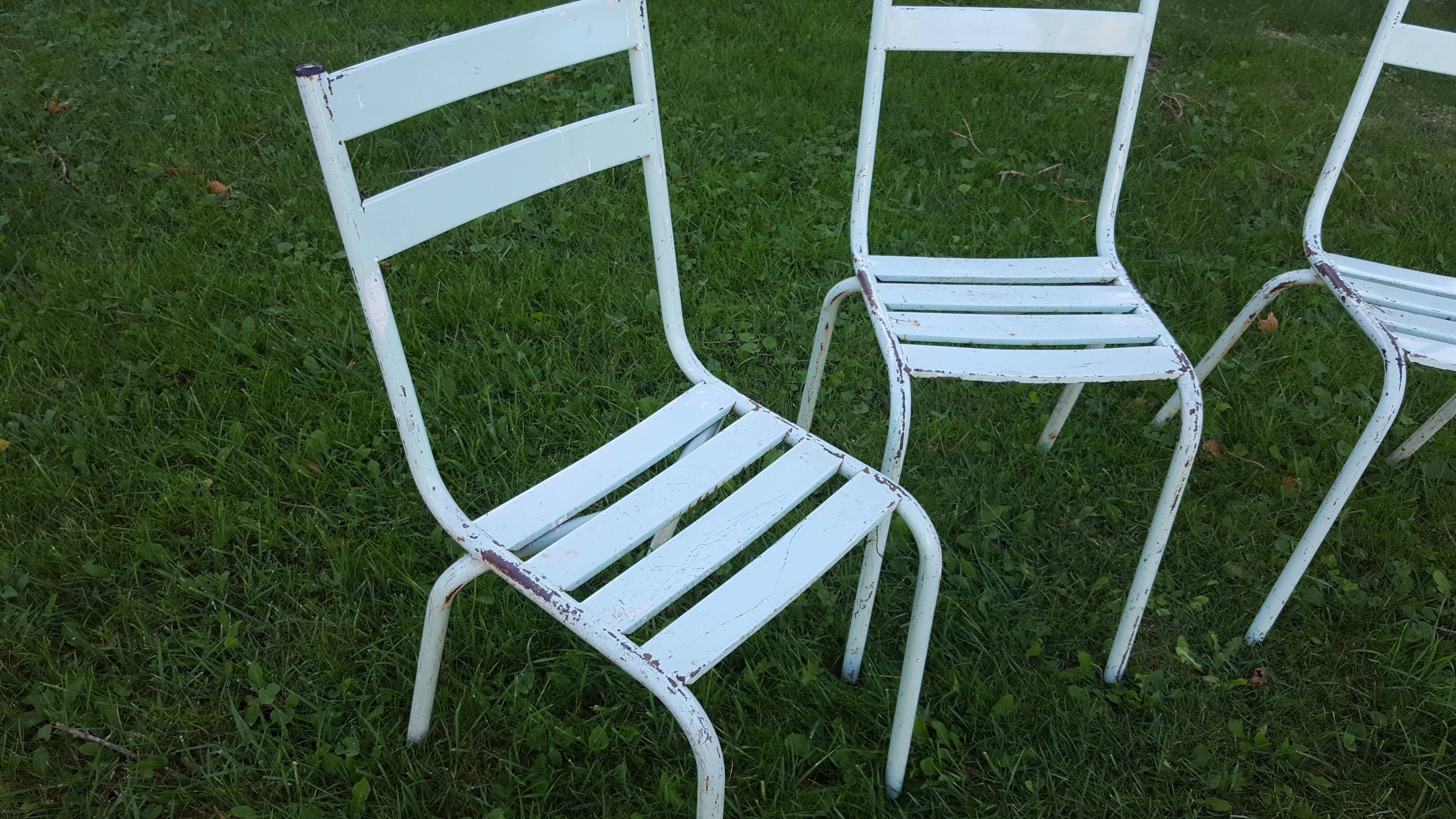 4 metal chairs, 50s
