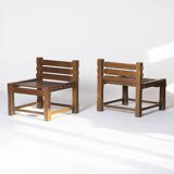 Set of 2 unique brutalist chairs from 'Elana' Bydgoszcz, Poland, 1970s