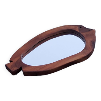 Fish design mirror in walnut stamped R.Lecompte
