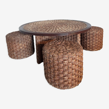 Coffee table and stools